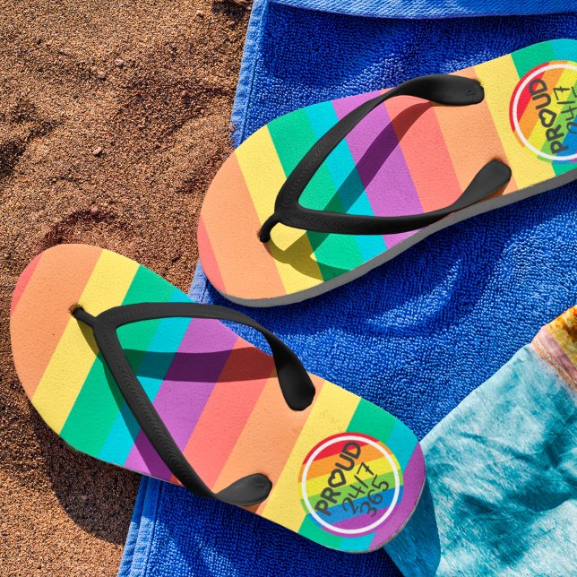 LGBTQ Pride rainbow flag heart Flip Flops (Creator Uploaded)