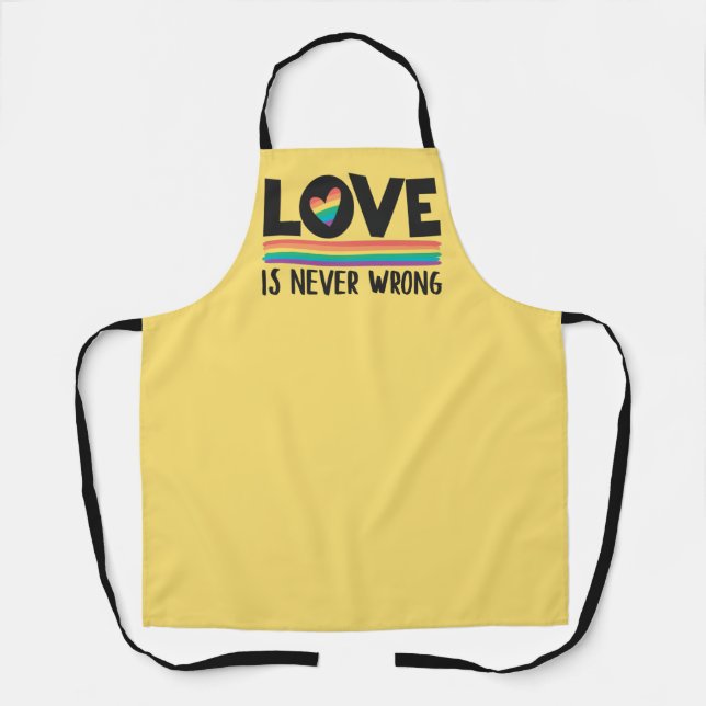 LGBTQ Pride rainbow flag Love is never wrong Apron (Front)