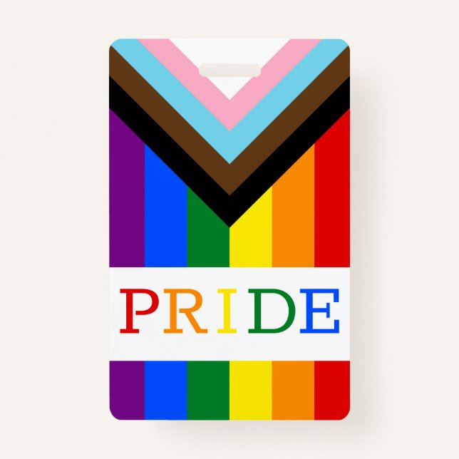LGBTQ & Pride - Rainbow Progress Flag Badge ID Badge (Front)