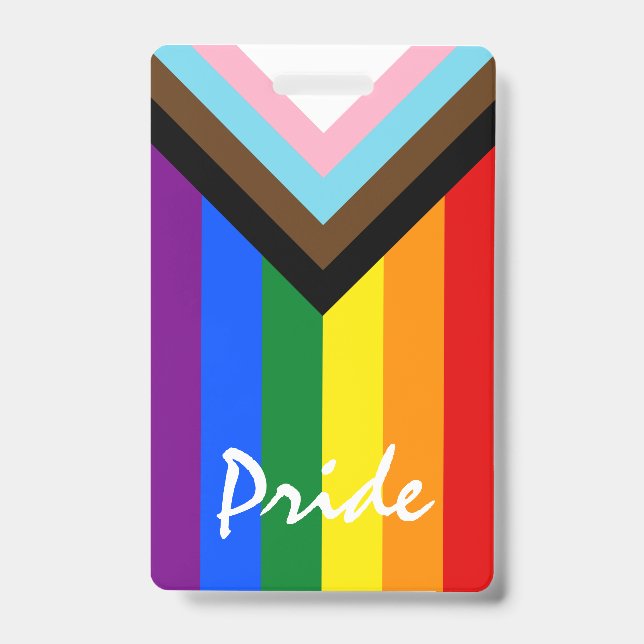 LGBTQ & Pride - Rainbow Progress Flag   Badge ID Badge (Front)
