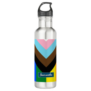LGBTQ & Pride - Rainbow Progress Flag, Personalize 710 Ml Water Bottle