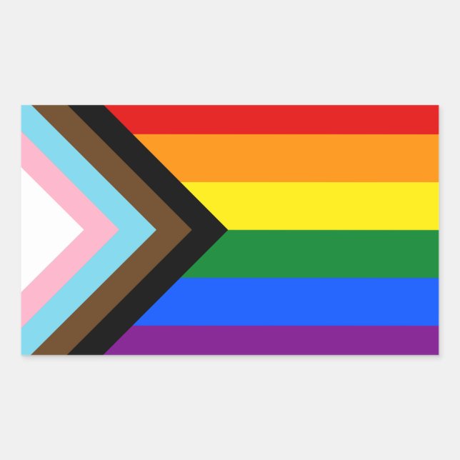 LGBTQ & Pride - Rainbow Progress Flag Rectangular Sticker (Front)