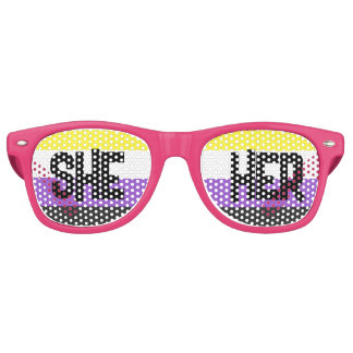 LGBTQ Pride Rainbow Pronouns She Her Retro Sunglasses