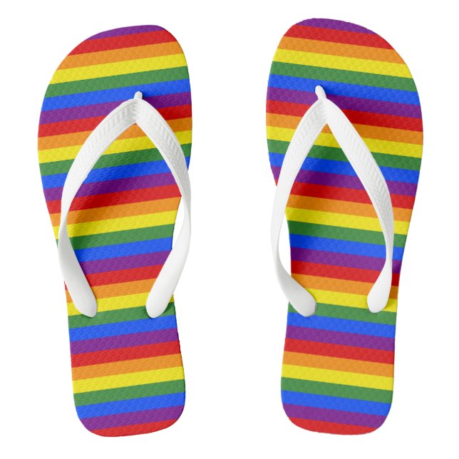 LGBTQ Pride Rainbow Stripe Pattern Jandals (Footbed)