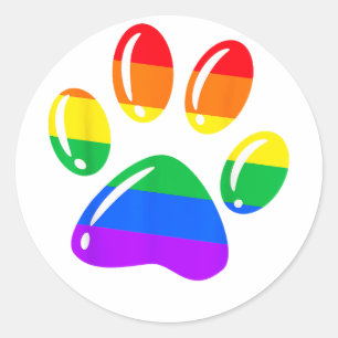 LGBTQ Pride Shirt Rainbow Dog Paw Pride Month LGBT Classic Round Sticker