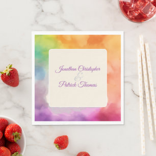 LGBTQ Pride Wedding Love is Love Rainbow Napkin