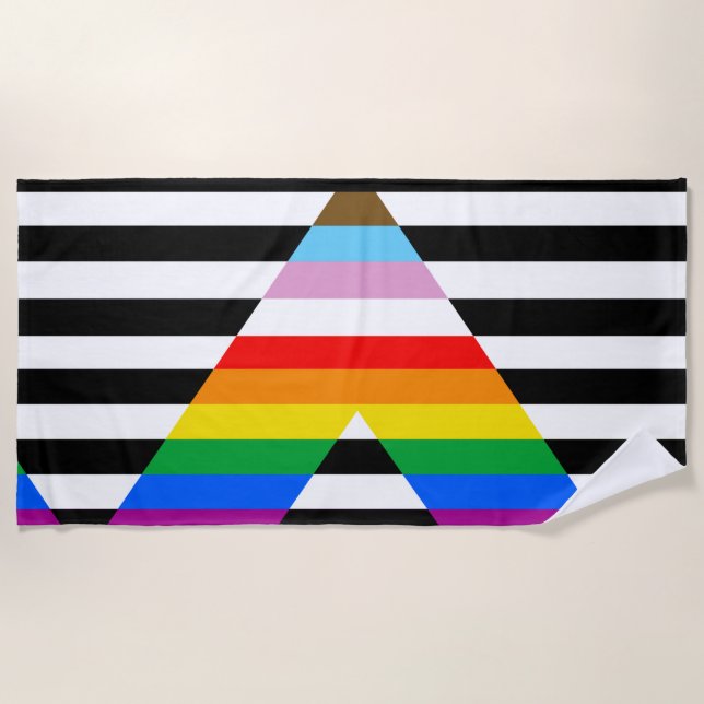 LGBTQ Progress Ally Pride Flag Beach Towel (Front)