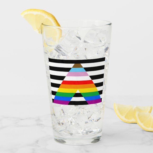 LGBTQ Progress Ally Pride Flag Glass (Front Ice)
