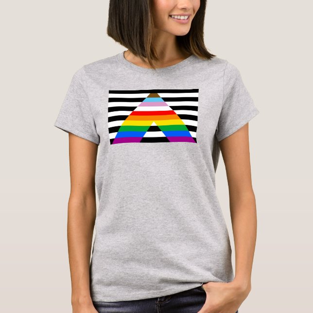 LGBTQ Progress Ally Pride Flag T-Shirt (Front)