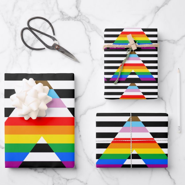 LGBTQ Progress Ally Pride Flag Wrapping Paper Sheet (Front)