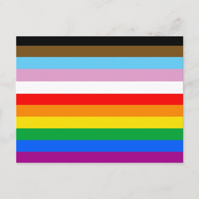 LGBTQ+ Progress Flag Stripes Postcard (Front)