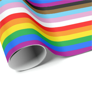 LGBTQ+ Progress Flag Stripes Wrapping Paper