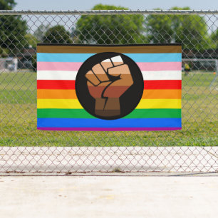 LGBTQ+ Progress POC Pride Flag Banner