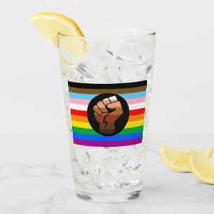 LGBTQ+ Progress POC Pride Flag Glass