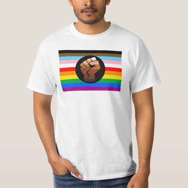 LGBTQ+ Progress POC Pride Flag T-Shirt (Front)