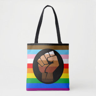 LGBTQ+ Progress POC Pride Flag Tote Bag