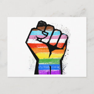 LGBTQ PROGRESS PRIDE FIST POSTCARD