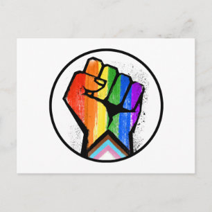LGBTQ PROGRESS PRIDE FIST RESISTANCE POSTCARD