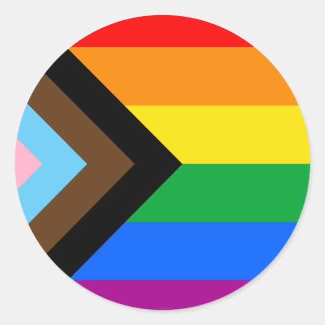 LGBTQ+ Progress Pride Flag Classic Round Sticker (Front)
