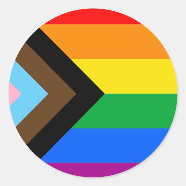 LGBTQ+ Progress Pride Flag Classic Round Sticker (Front)