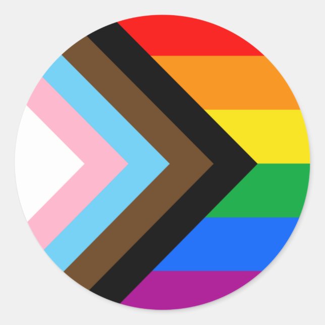 LGBTQ+ Progress Pride Flag Classic Round Sticker (Front)