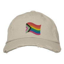 LGBTQ+ Progress Pride Flag Embroidered Baseball Ca