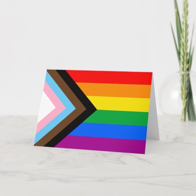 LGBTQ+ Progress Pride Flag Holiday Card (Front)