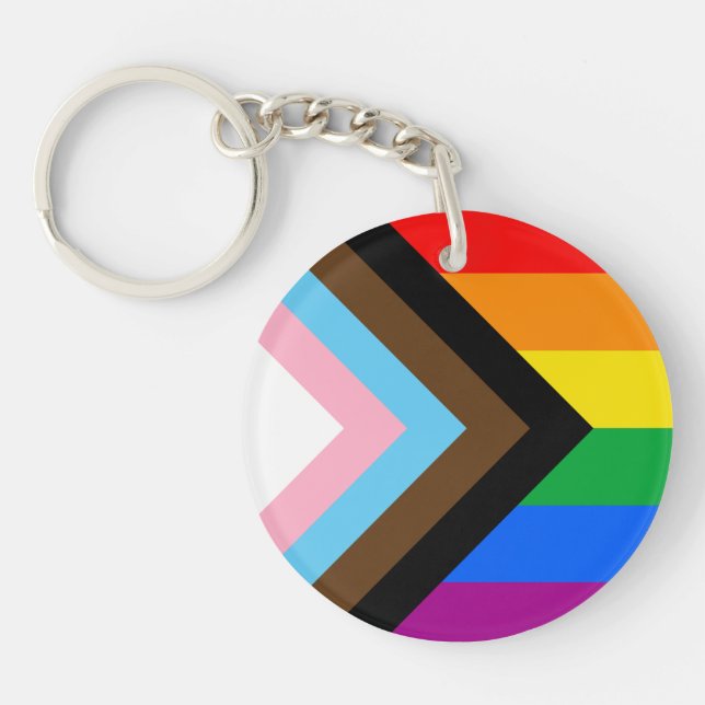 LGBTQ+ Progress Pride Flag Key Ring (Front)