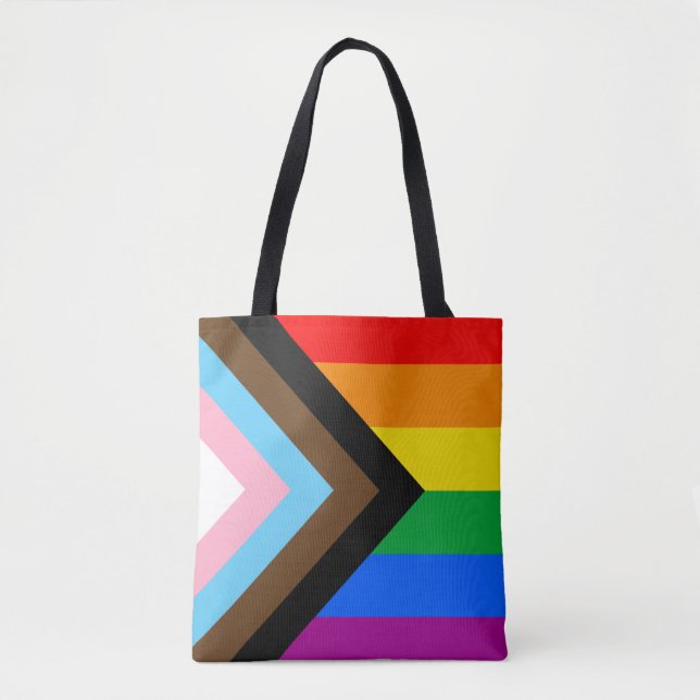 LGBTQ+ Progress Pride Flag Tote Bag (Front)