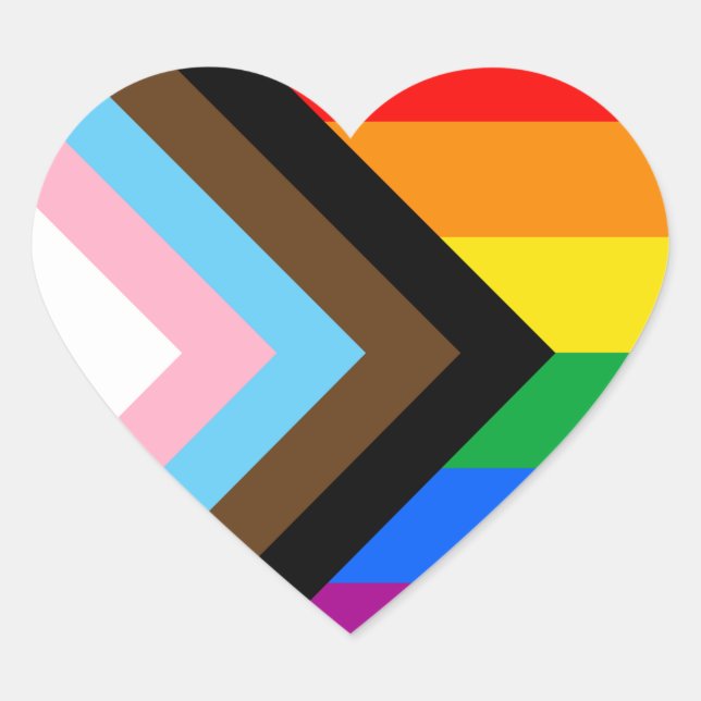 LGBTQ+ Progress Pride Heart Sticker (Front)