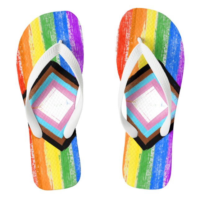 LGBTQ+ Progress Pride High-Top Sneakers Jandals (Footbed)