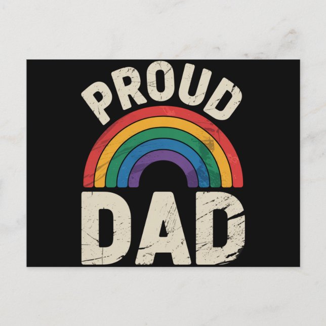 LGBTQ Proud Dad Gay Pride LGBT Ally Father's Day Postcard (Front)