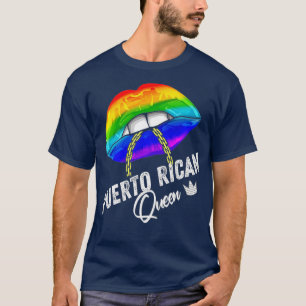 LGBTQ Puerto Rican Queen Lips Chain Gay Puerto T-Shirt
