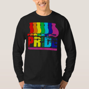 Lgbtq Purride Ally Gay Pride Rainbow Flag Cat Kitt T-Shirt