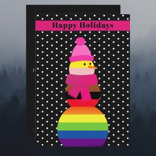 Lgbtq queer gay Snowman christmas holiday card