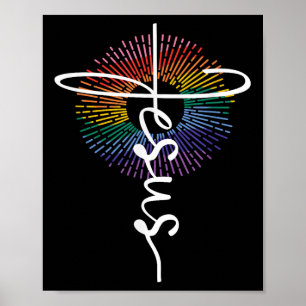 Lgbtq Queer Lesbian Gay Pride Jesus Christian Reli Poster