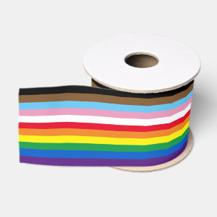 Lgbtq rainbow 11 stripes inclusive gay pride flag grosgrain ribbon