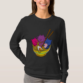 LGBTQ Rainbow Bisexual Pride Flag Cats In Ramen An T-Shirt