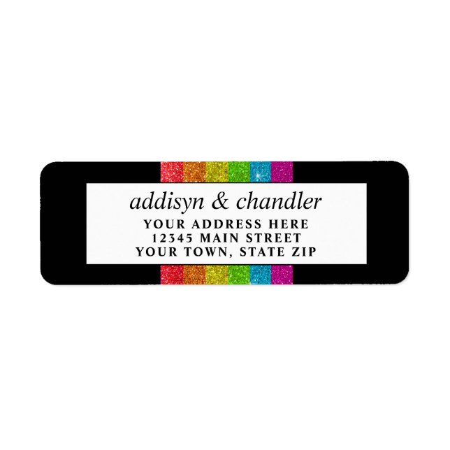 LGBTQ Rainbow Black Chic Modern Wedding Glitter (Front)