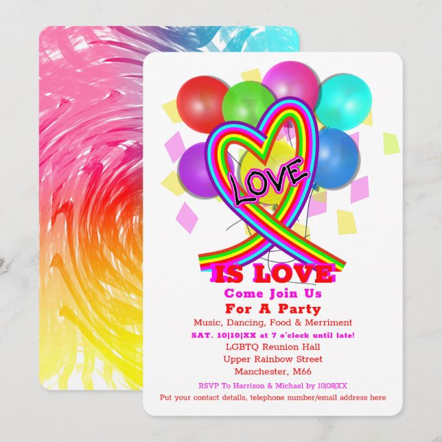  LGBTQ Rainbow Celebration Pride Party Invitation (Front/Back)