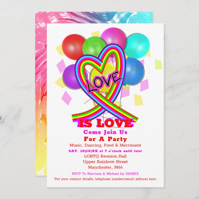  LGBTQ Rainbow Celebration Pride Party Invitation (Front/Back)