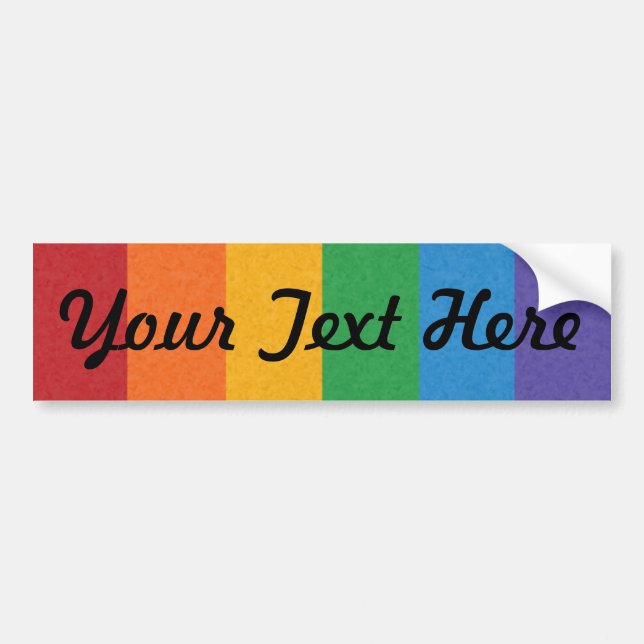 LGBTQ Rainbow coloured Pride Flag Background Bumper Sticker (Front)