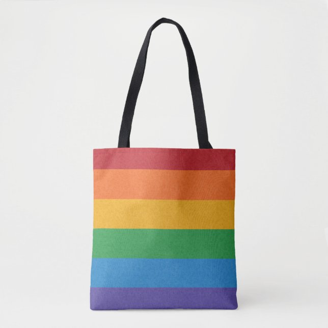LGBTQ Rainbow coloured Pride Flag Background Tote Bag (Front)
