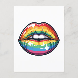 Lgbtq rainbow colours lips holiday postcard