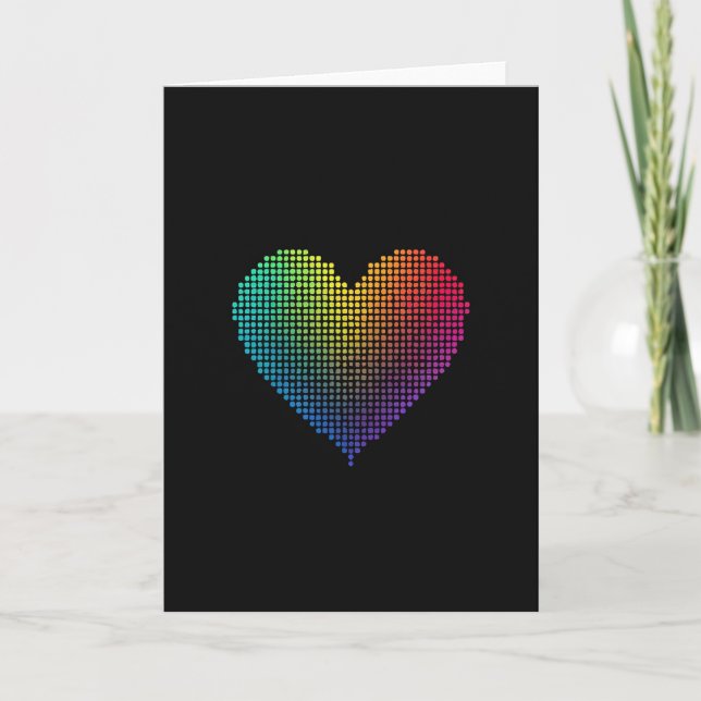 Lgbtq Rainbow Dot Heart Card (Front)