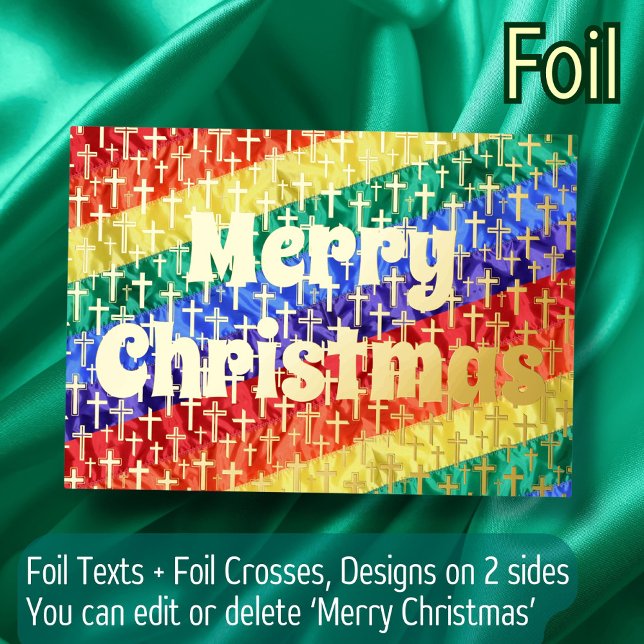 LGBTQ rainbow flag & cross Merry Christmas elegant (Creator Uploaded)
