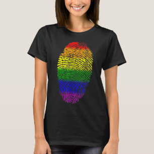 Lgbtq Rainbow Flag Fingerprint Gay Pride Month Lgb T-Shirt