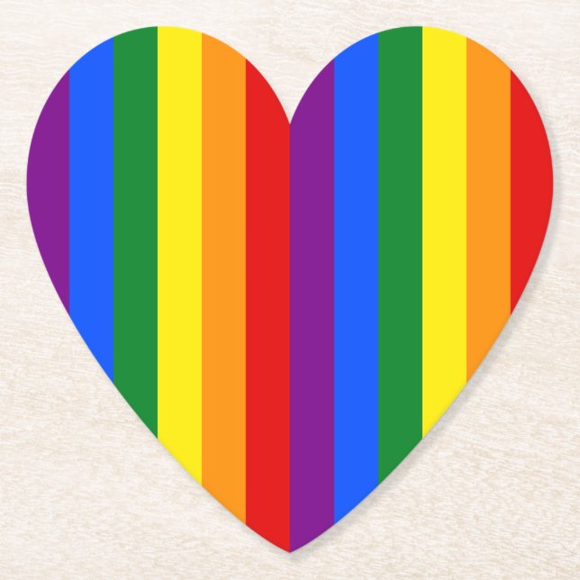 LGBTQ+ Rainbow Flag Stripes for Pride Month -  Paper Coaster (Front)