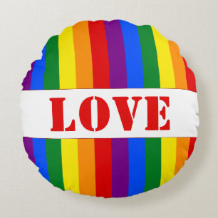 LGBTQ+ Rainbow Flag Stripes for Pride Month -  Round Cushion