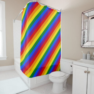 LGBTQ+ Rainbow Flag Stripes for Pride Month -  Shower Curtain